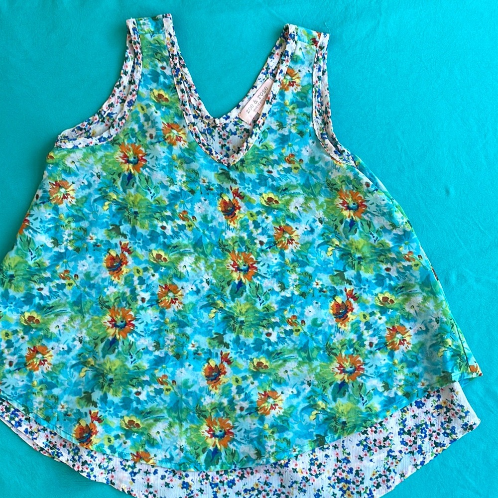 Large, Zoe rose flowered tank